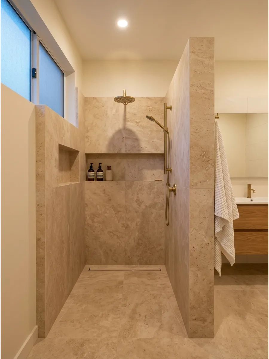 3. Tile Half Wall Walk-In