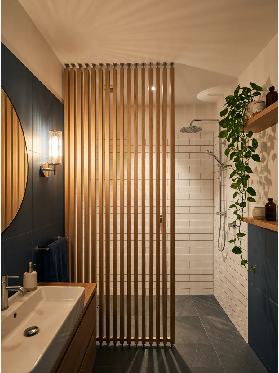 30. Freestanding Partition Shower Wall