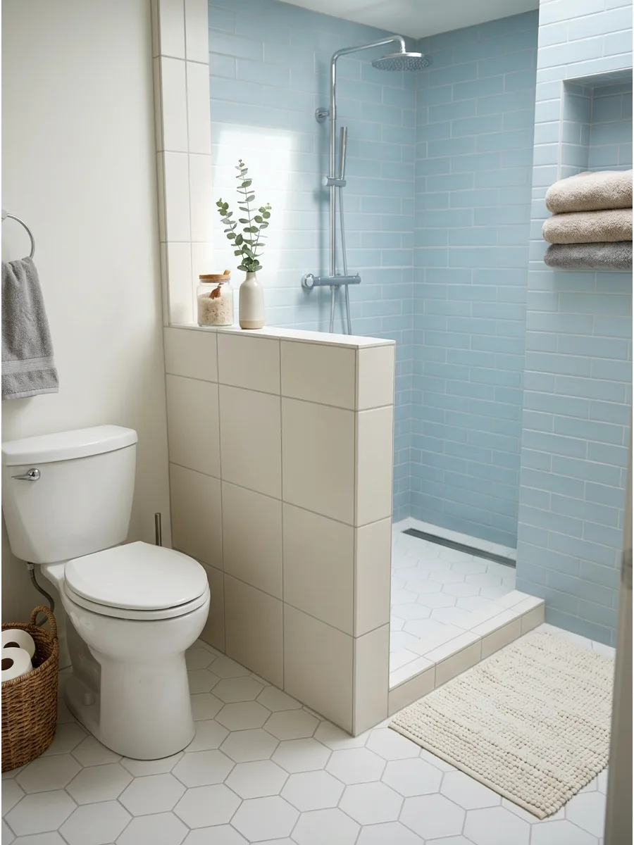 6. Small Bathroom Half Wall