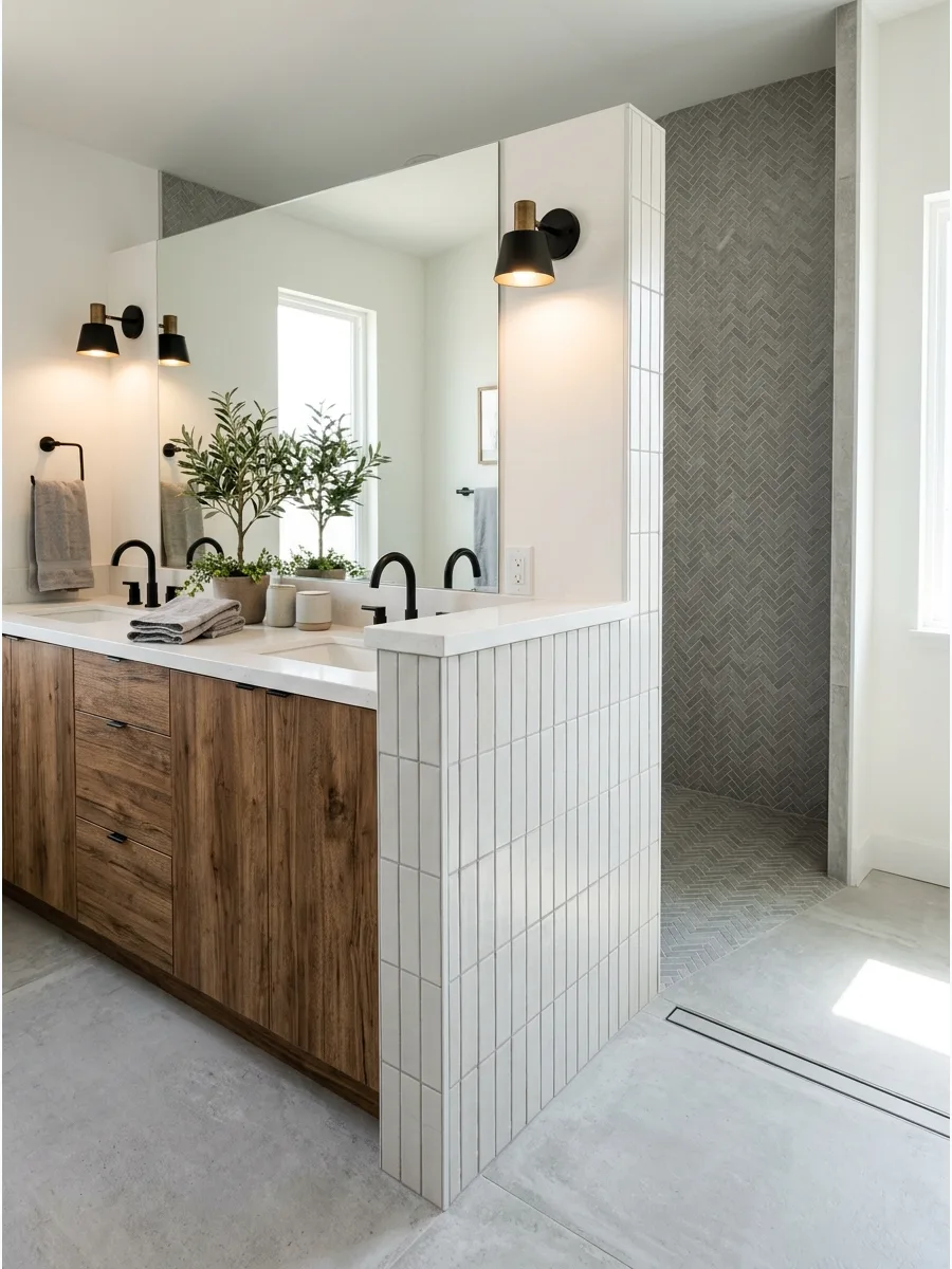 7. Half Wall Beside Vanity