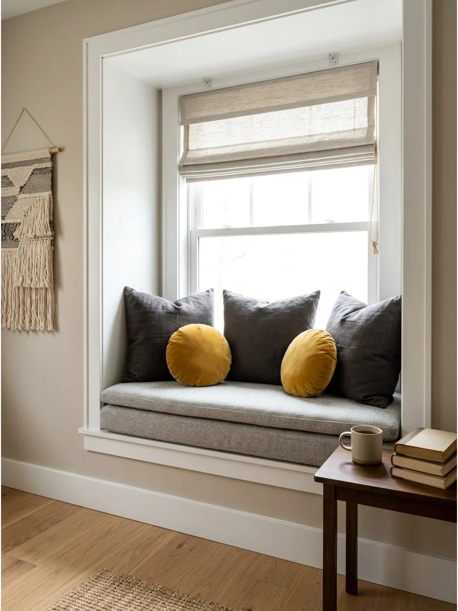 17. Layered Cushion Window Seat
