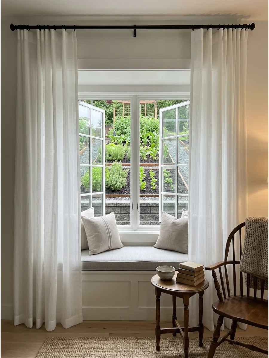 31. Sheer Curtain Reading Nook