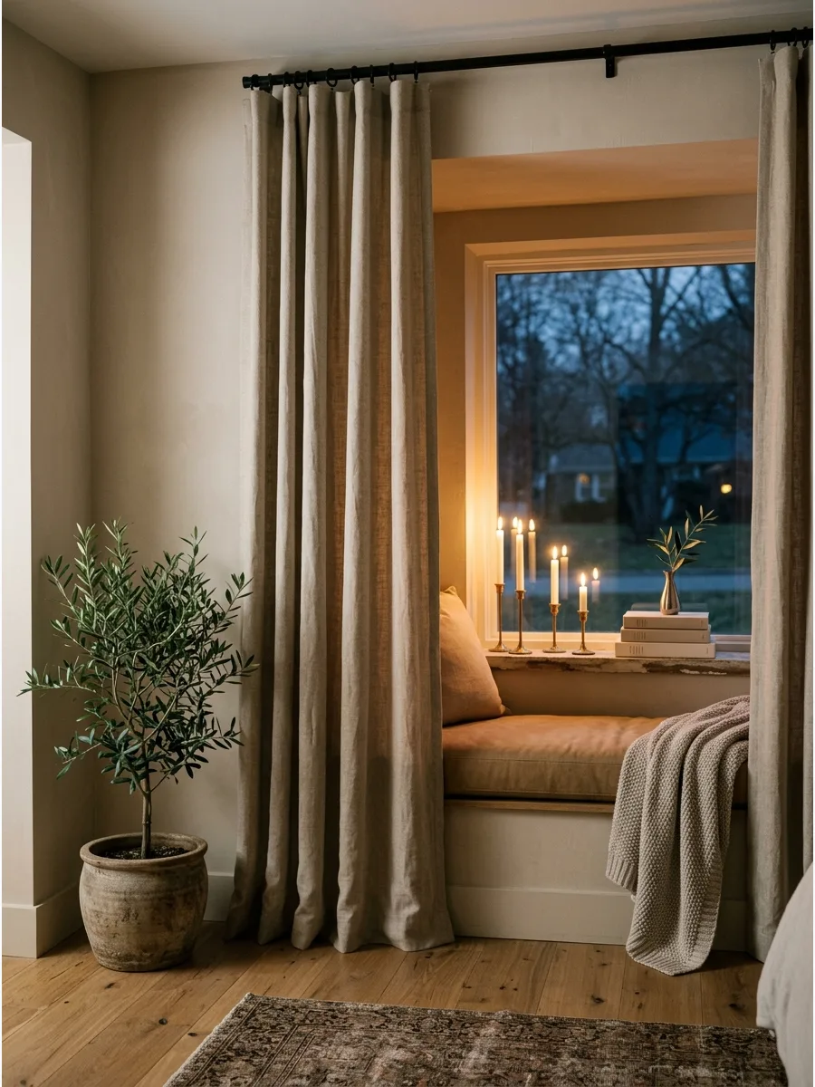 32. Linen Curtain Window Nook