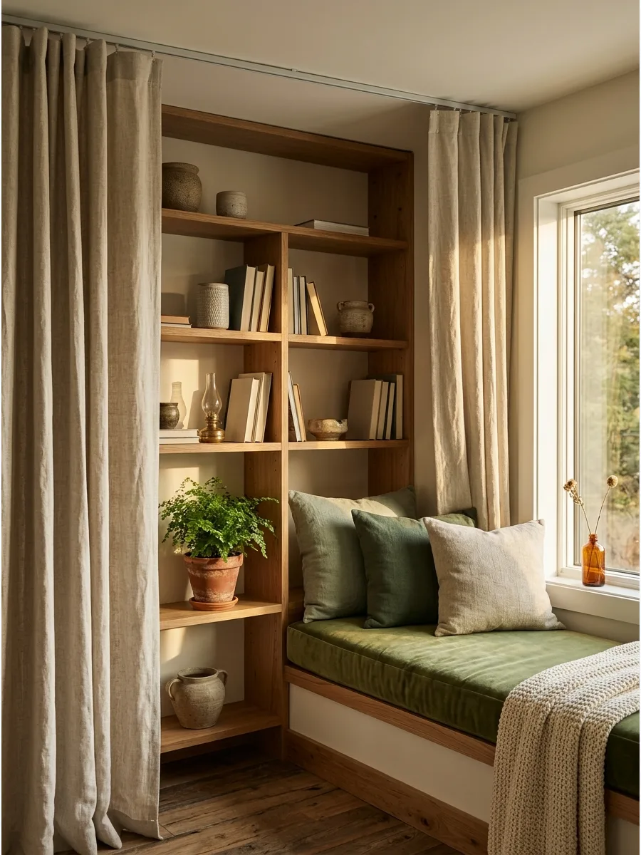 36. Curtained Hideaway Reading Nook