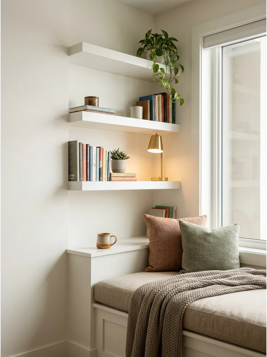 37. Window Nook Open Shelves