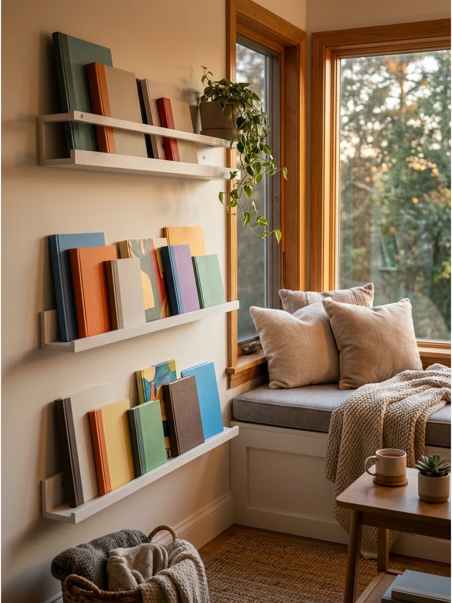 40. Layered Window Ledge Library