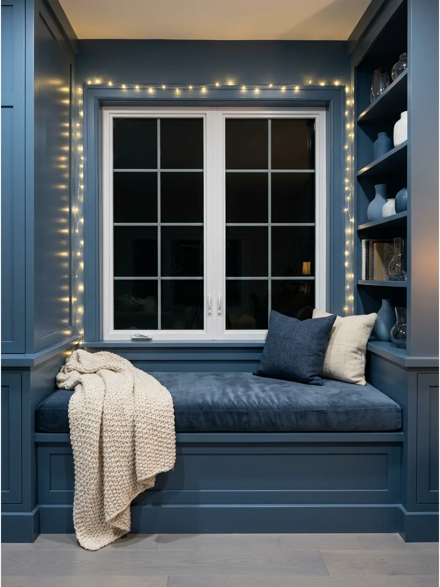 46. Layered Blue Window Seat