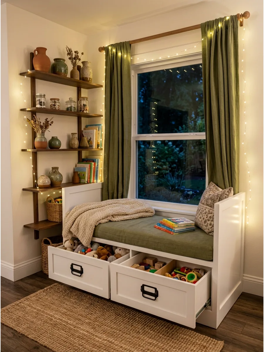 50. Toy and Book Storage Nook