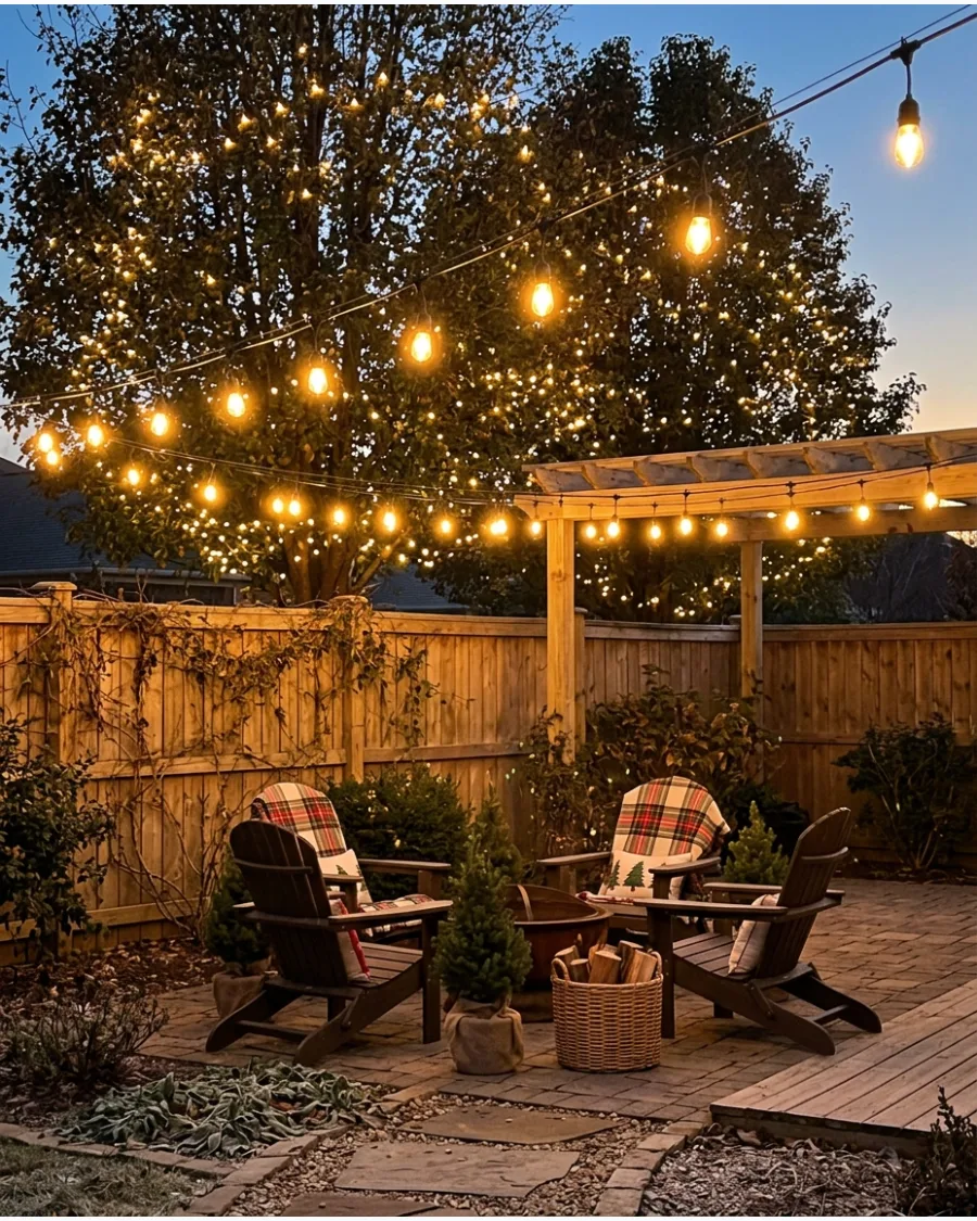 1. Warm White String Lights Across the Backyard