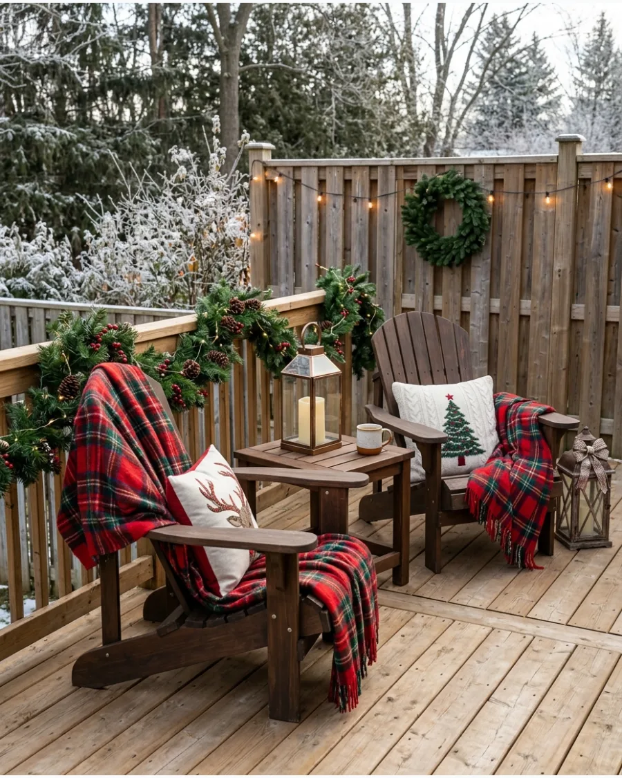 21. Cozy Christmas Patio Seating Area