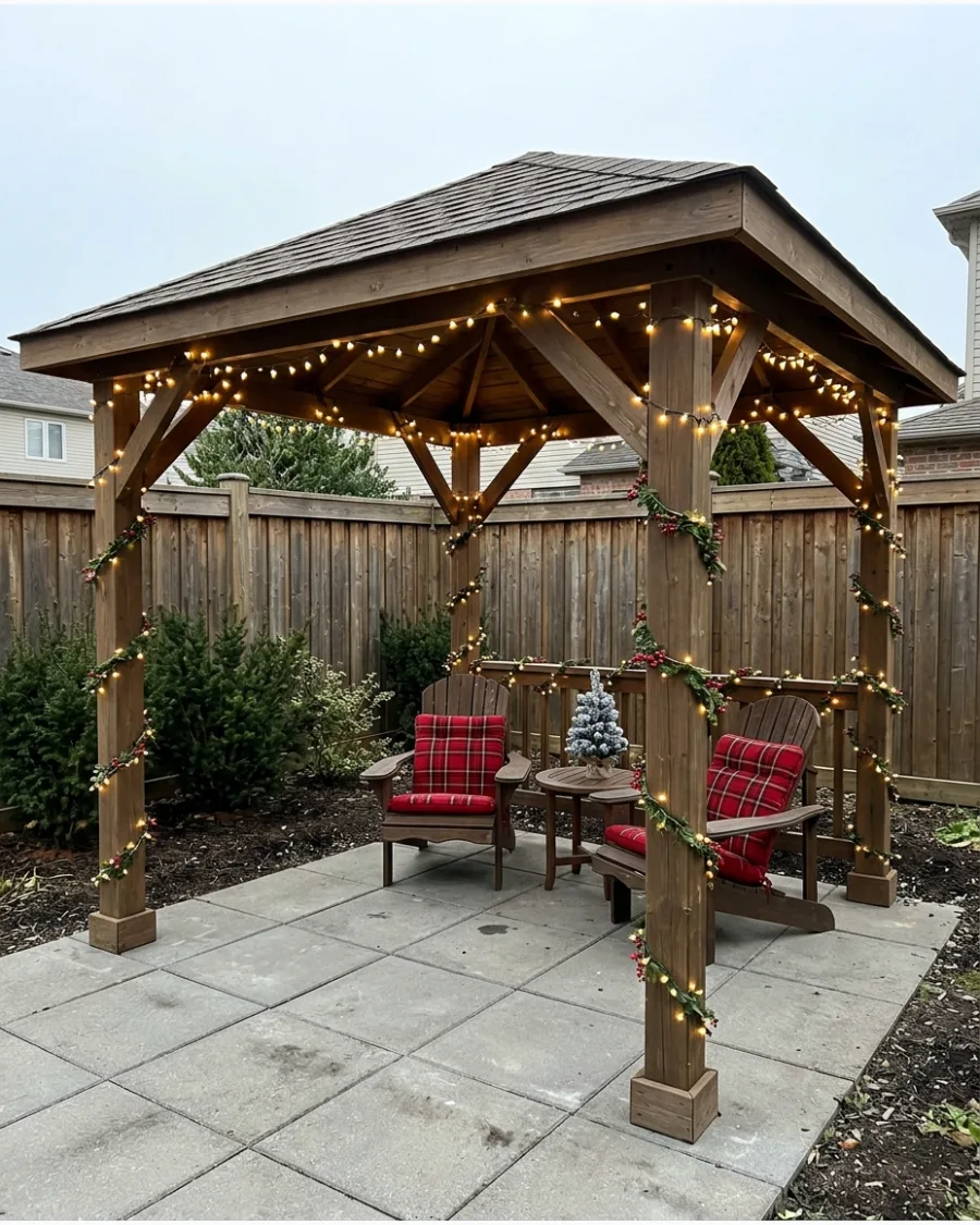 23. Christmas Gazebo With Hanging Lights