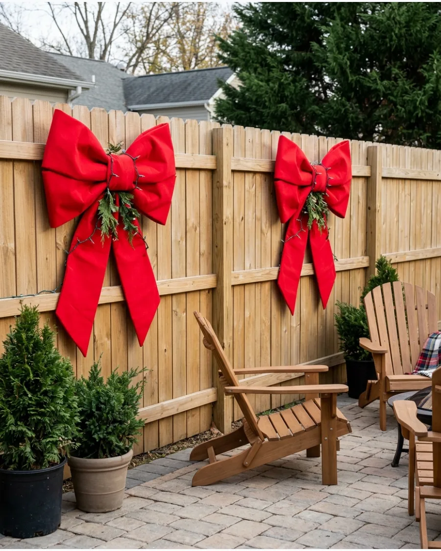 32. Giant Red Bows on the Fence