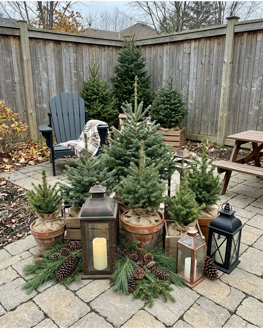 40. Evergreen and Lantern Garden Corner