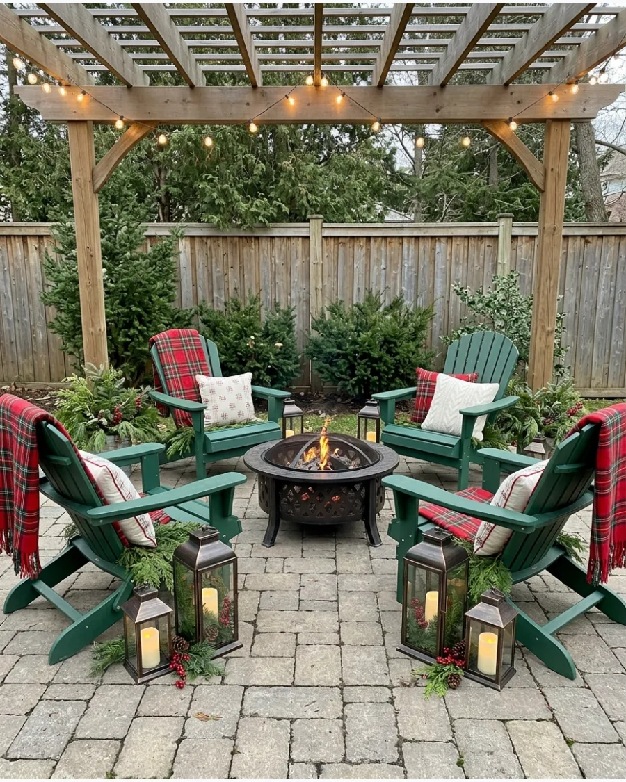 41. Cozy Christmas Fire Pit Seating