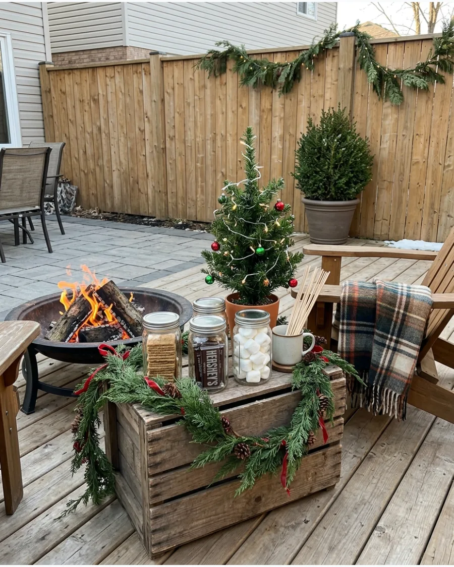43. Backyard Christmas S'mores Station