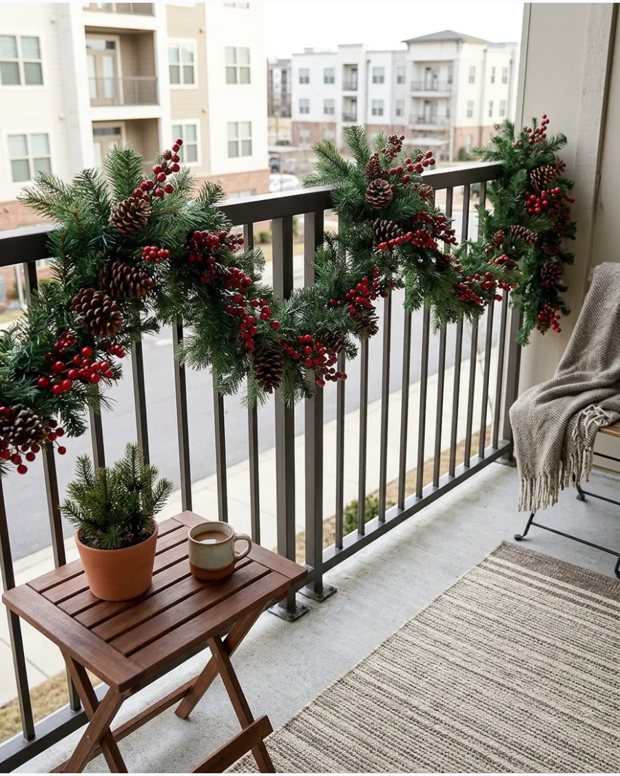 15. Pinecone and Berry Balcony Garland