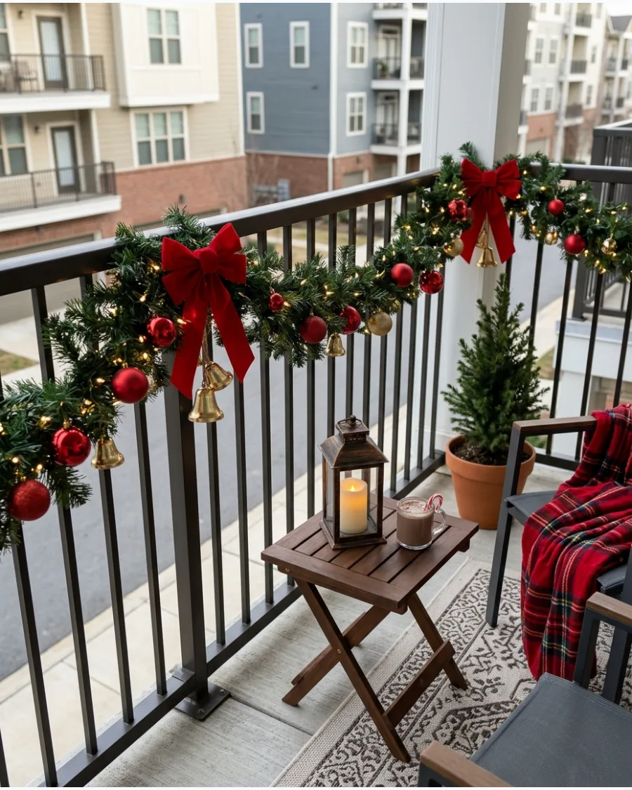 18. Red and Gold Balcony Railing Decor