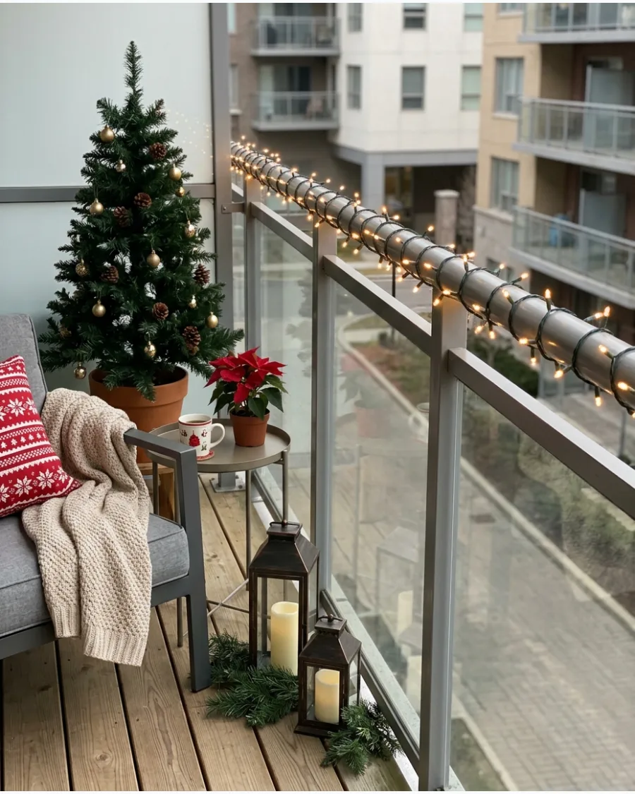 21. Warm White String Lights Wrapped Around the Railing