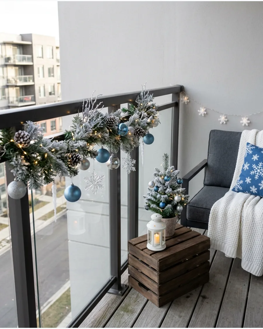 34. Blue and White Christmas Balcony