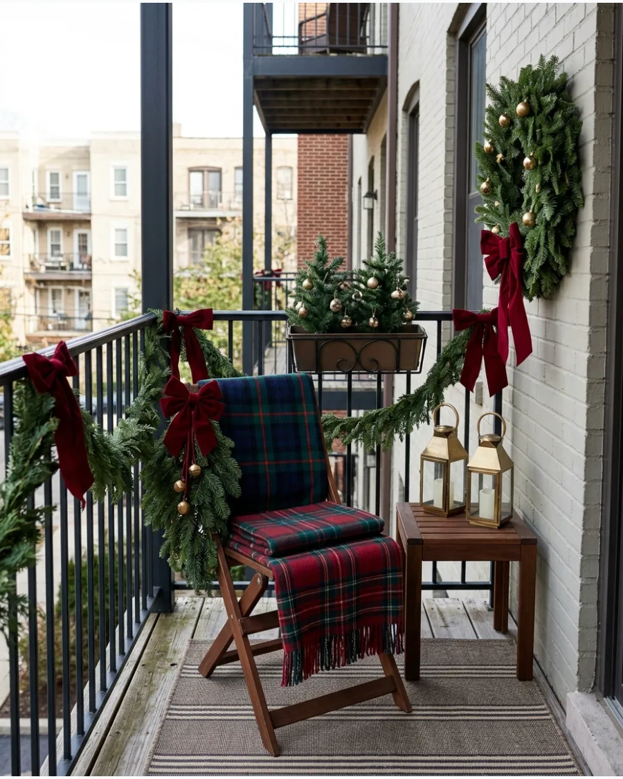 39. Ralph Lauren-Inspired Christmas Balcony
