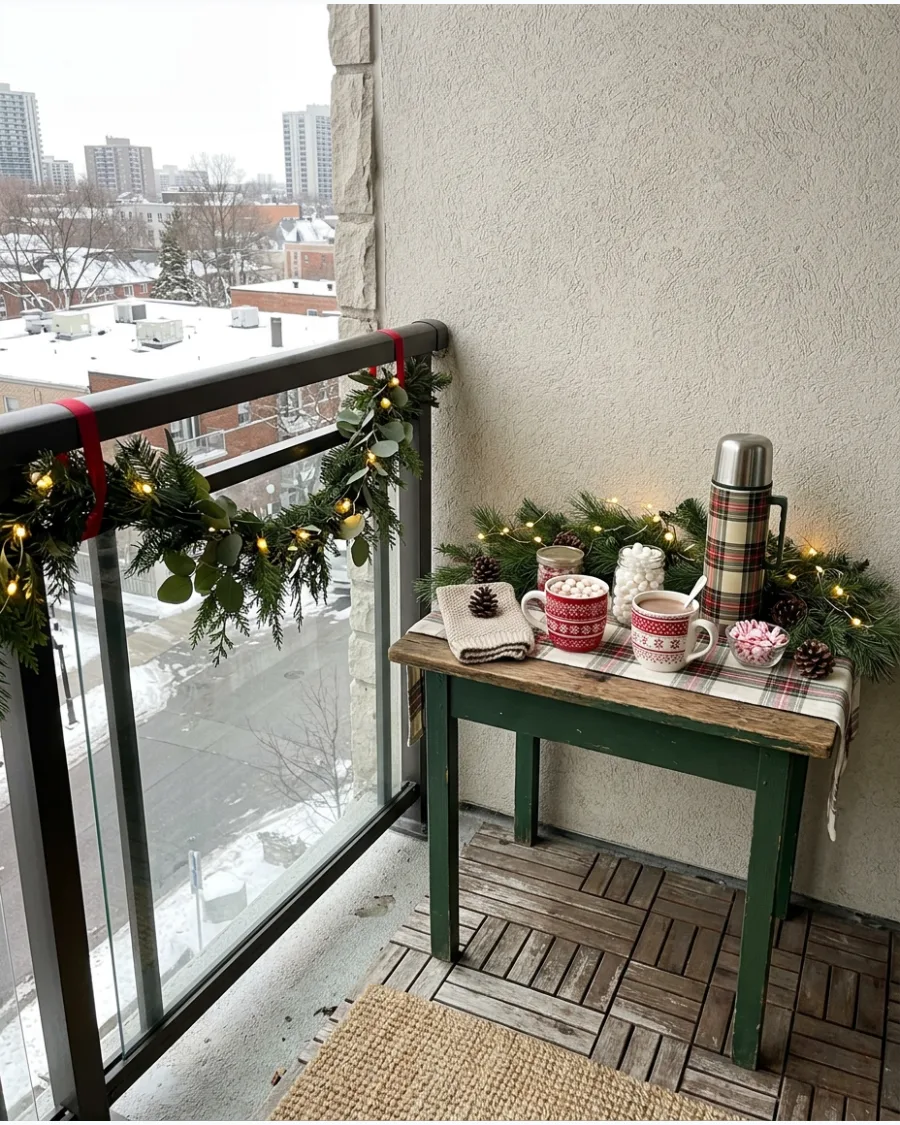 42. Christmas Balcony Hot Cocoa Corner