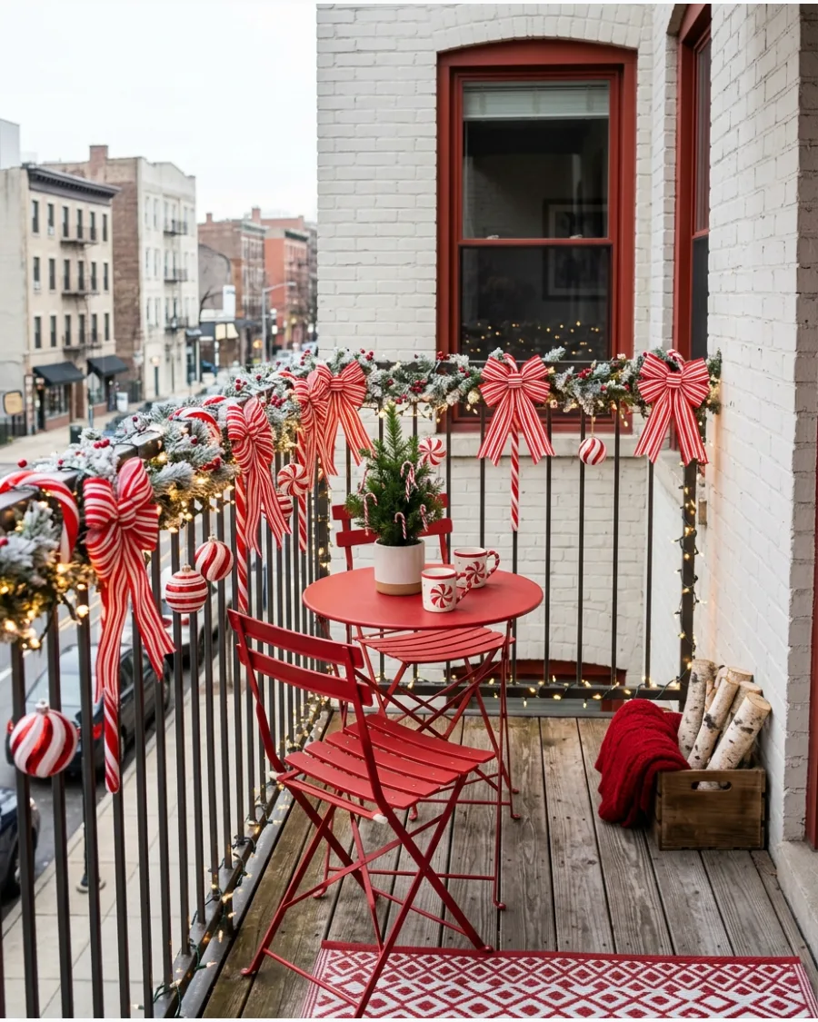 52. Candy Cane Christmas Balcony