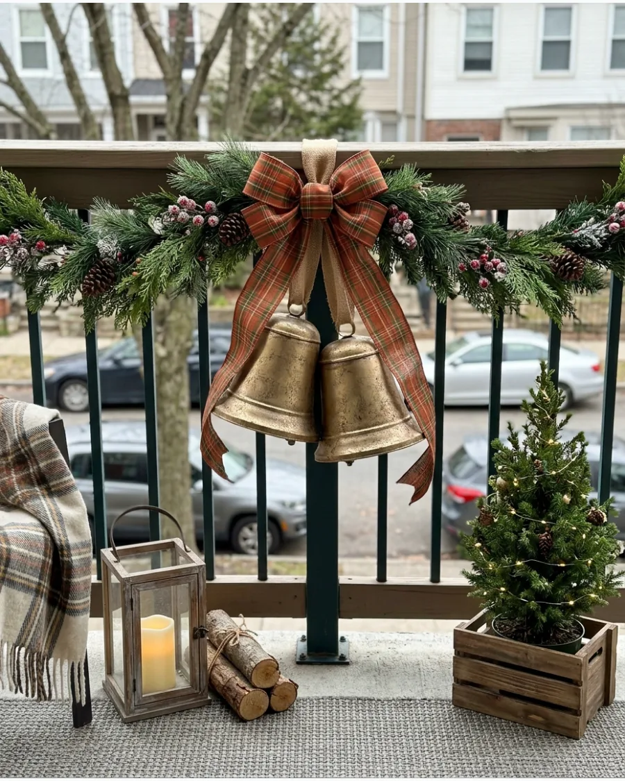 54. Oversized Christmas Bells on the Balcony