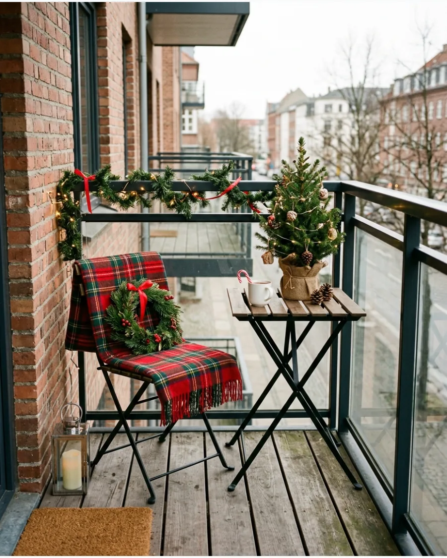 6. Christmas Balcony With Foldable Furniture