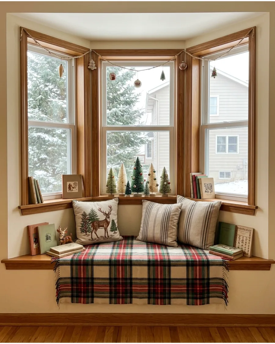 13. Vintage Christmas Bay Window Seat