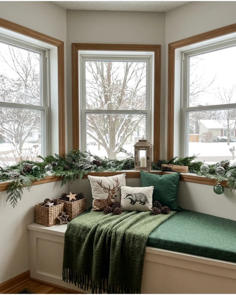 16. Woodland Christmas Bay Window Seat