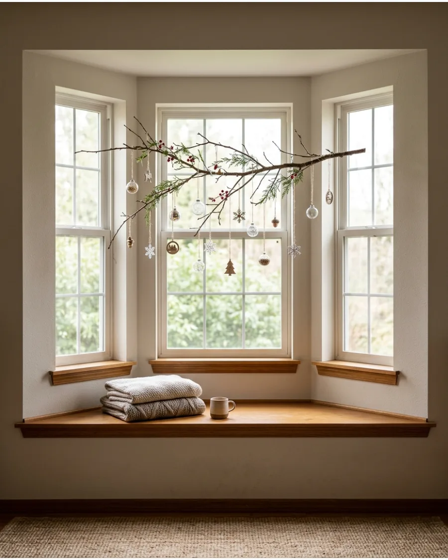 32. Christmas Ornament Branch Display