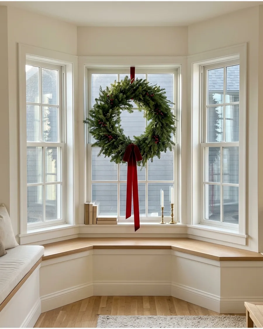33. Large Centered Bay Window Wreath
