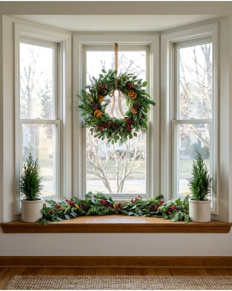 37. Natural Botanical Bay Window Wreath