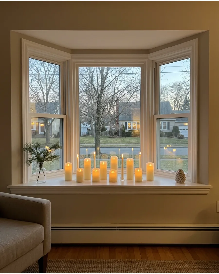 41. Flameless Candle Row on the Sill