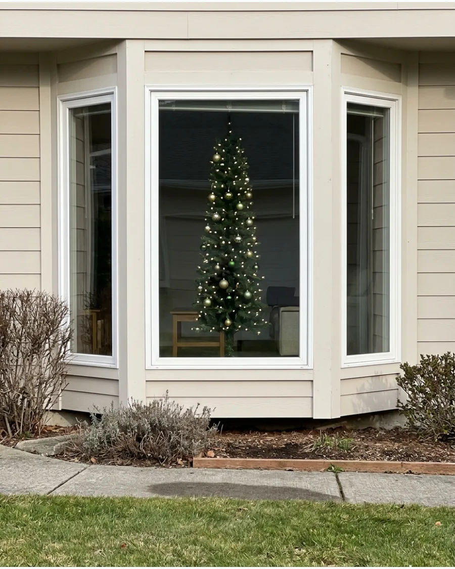 46. Slim Christmas Tree in a Bay Window