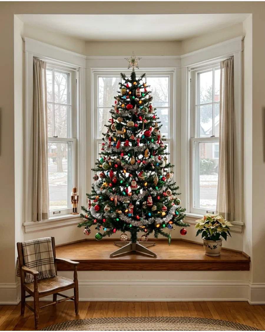 48. Vintage Christmas Tree in the Bay Window