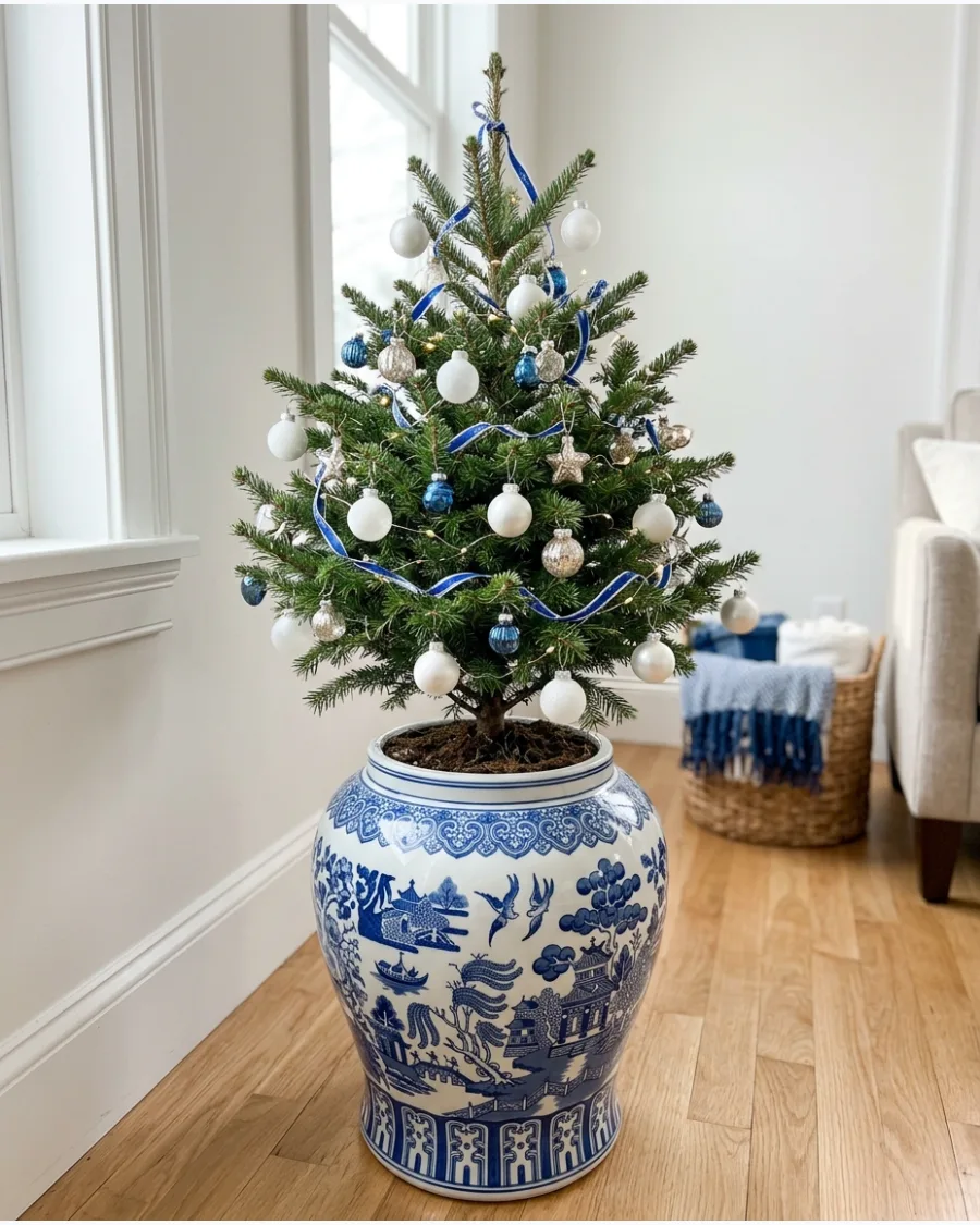 18. Ginger Jar Christmas Tree Planter