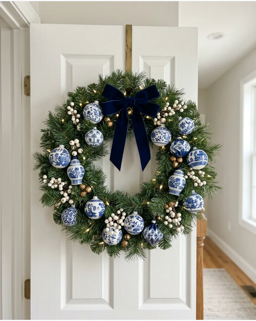 21. Chinoiserie Ornament Christmas Wreath