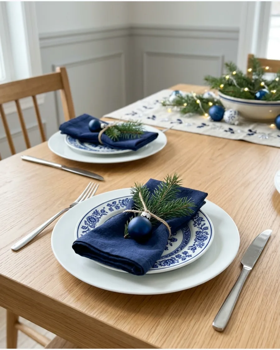 30. Blue and White Christmas Place Settings