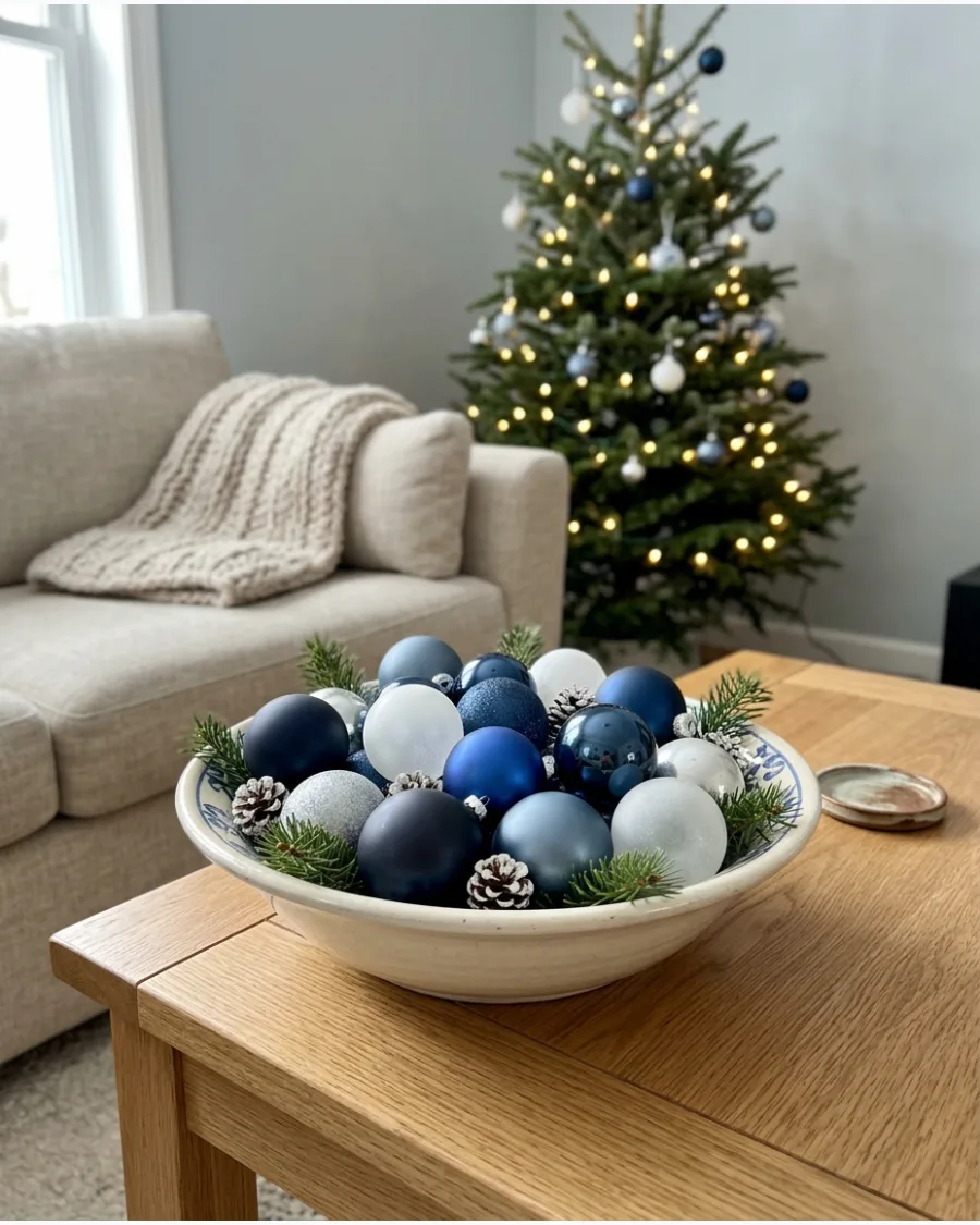 46. Blue and White Christmas Ornament Bowl