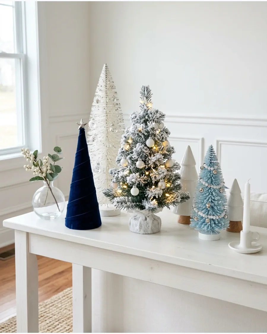 48. Blue and White Mini Christmas Trees