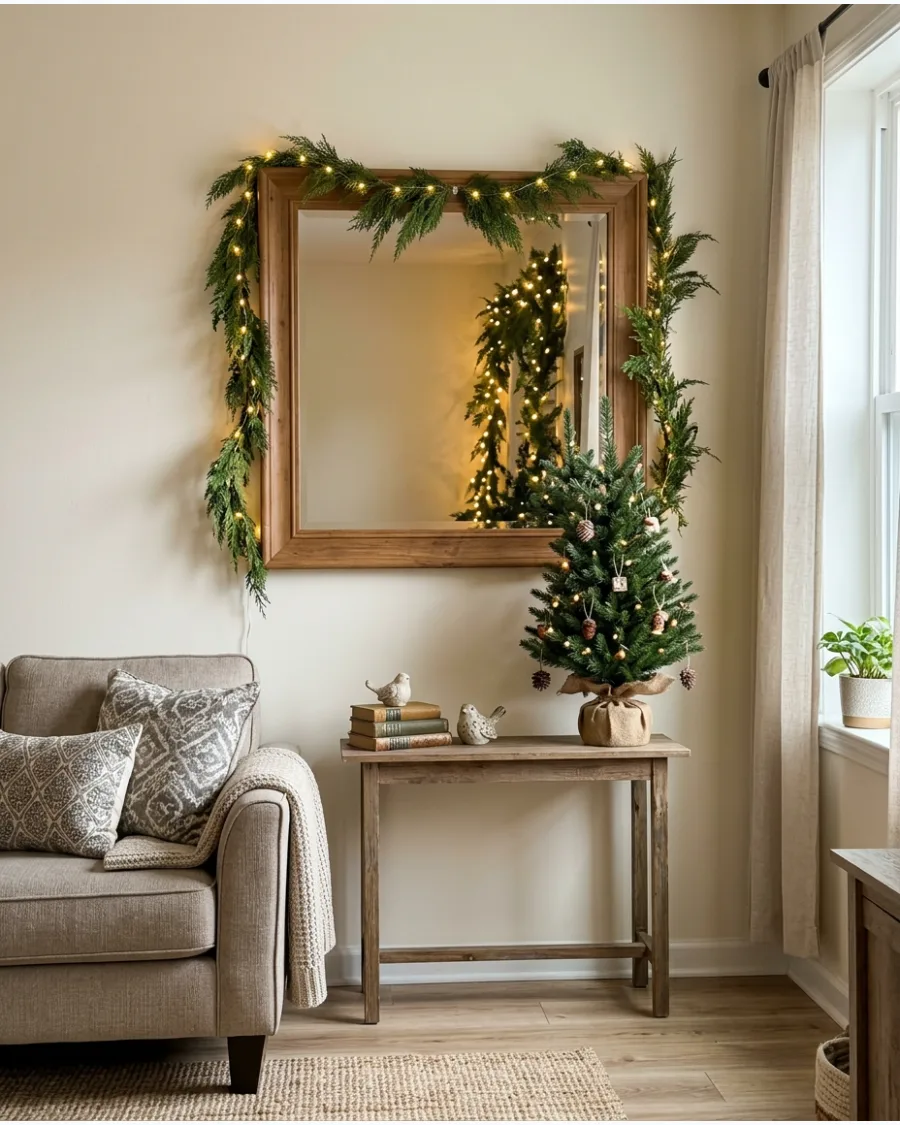 14. Garland Around the Living Room Mirror