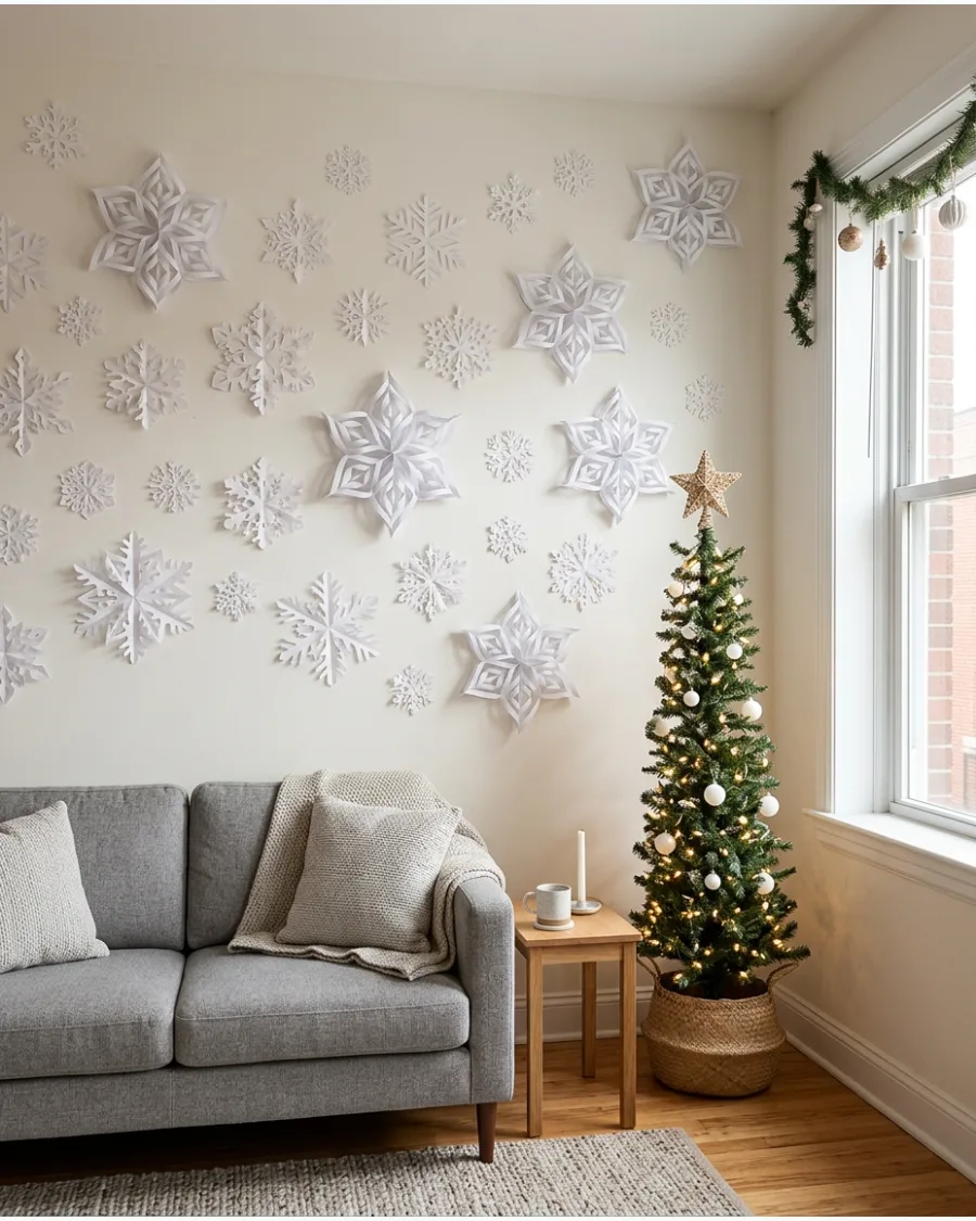 24. Paper Snowflake Feature Wall