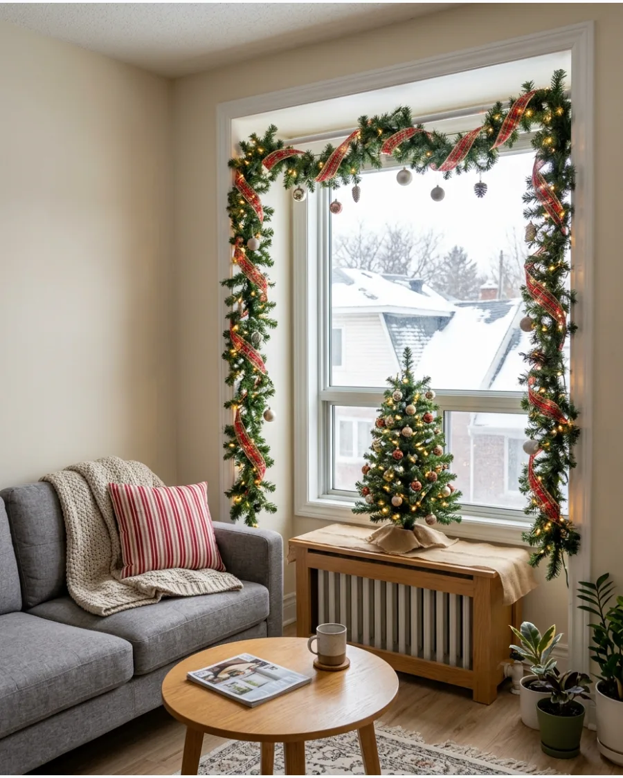 29. Tension-Rod Christmas Window Garland
