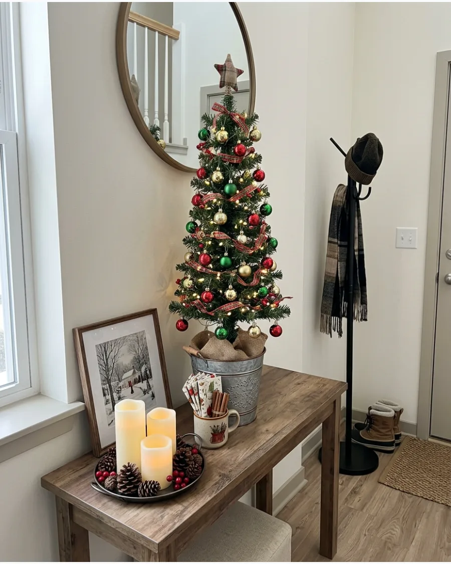 4. Tabletop Christmas Tree on a Console