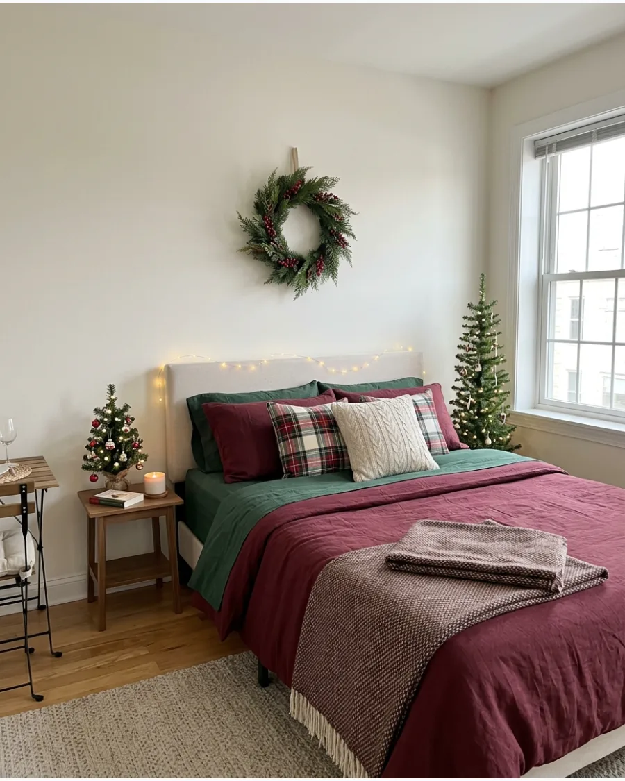 40. Christmas Bedding With Subtle Holiday Colors