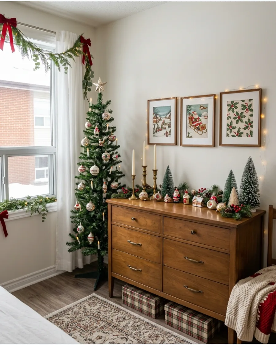 44. Vintage Christmas Bedroom Dresser