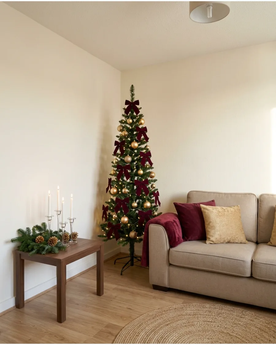 51. Burgundy and Gold Christmas Apartment