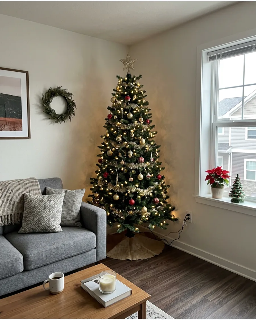 6. Half Christmas Tree Against the Wall