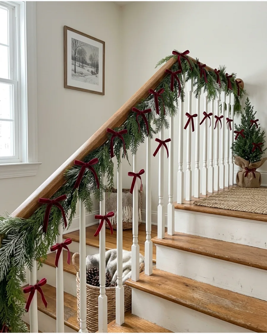 19. Small Velvet Bows Along the Bannister